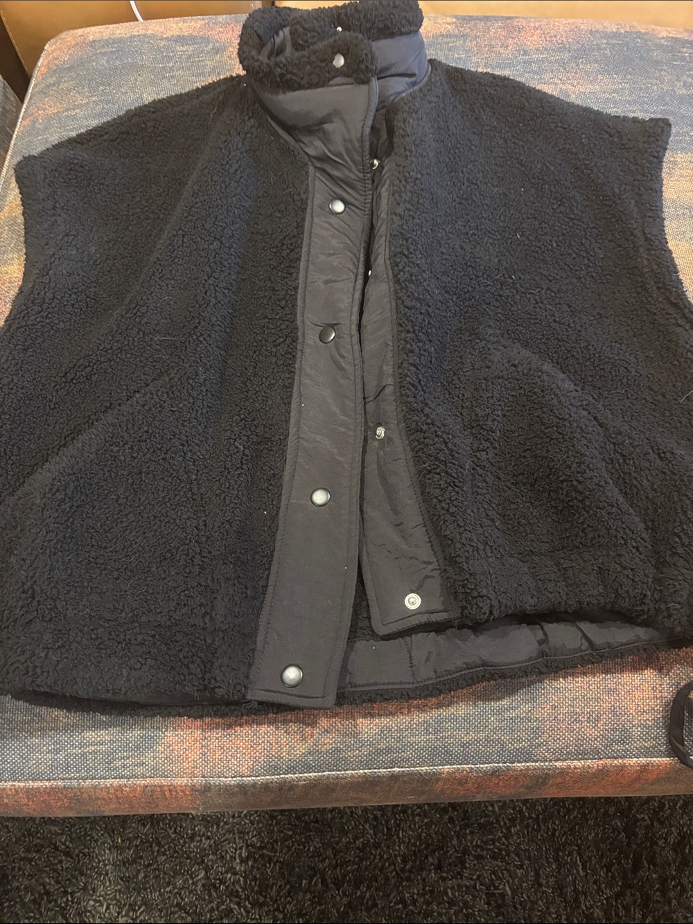 Black Women's Sherpa Vest Jacket - Lightweight Cozy Layer Barely Worn